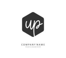 UP Initial letter handwriting and  signature logo. A concept handwriting initial logo with template element. vector