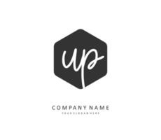 UP Initial letter handwriting and  signature logo. A concept handwriting initial logo with template element. vector