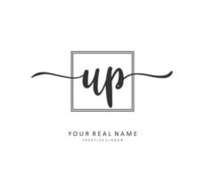 UP Initial letter handwriting and  signature logo. A concept handwriting initial logo with template element. vector