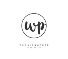 WP Initial letter handwriting and  signature logo. A concept handwriting initial logo with template element. vector