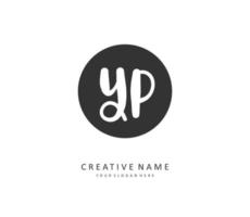 YP Initial letter handwriting and  signature logo. A concept handwriting initial logo with template element. vector