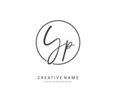 YP Initial letter handwriting and  signature logo. A concept handwriting initial logo with template element. vector