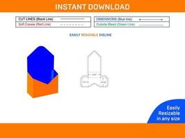 Gift box envelope type die cut template and 3D box vector