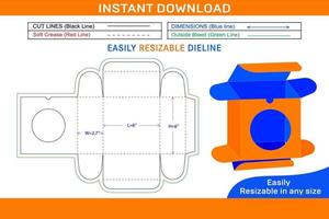 comida caja, pastel caja, regalo caja con ventana dieline modelo y 3d caja caja dieline y 3d caja vector