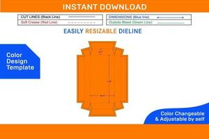 Paper tray box die cut template and 3D tray box design Color Design Template vector