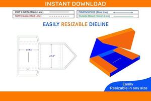 Gift box type envelope dieline template and 3D envelope design Box dieline and 3D box vector