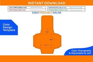 Corrugated pyramid base food box dieline template and 3D vector file Color Design Template