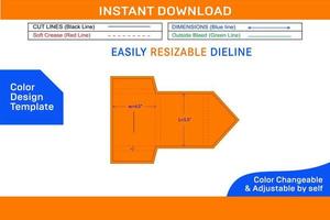 regalo caja tipo sobre dieline modelo y 3d sobre diseño color diseño modelo vector