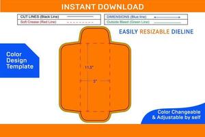 Catalog envelope or open end Packaging envelope 5x11.5 inch dieline template and 3D envelope Color Design Template vector