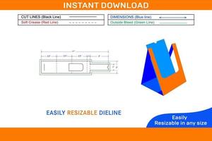 Business card holder display box die cut template and 3D box design Box dieline and 3D box vector