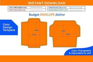 Budget Envelope, vertical and horizontal style budget envelope dieline template Color Design Template vector