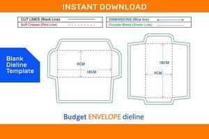 Budget Envelope, vertical and horizontal style budget envelope dieline template Blank dieline template vector