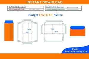 Budget Envelope, vertical and horizontal style budget envelope dieline template Box dieline and 3D box vector