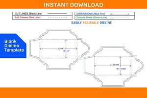 Envelope DL size 4.4x8.8 inch and 220x110 mm dieline template Blank dieline template vector