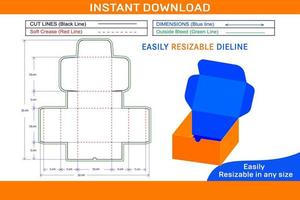 Corrugated cardboard cake box dieline template and 3D box Box dieline and 3D box vector