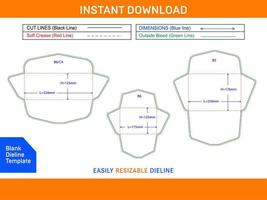 Envelope sizes dieline template and 3D envelopes Blank dieline template vector