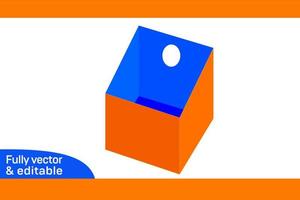Mini cartoon desk storage box dieline template 3D box vector