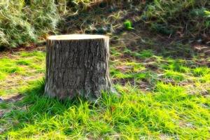 árbol tocón con un estilo neón en el prado foto