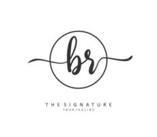 BR Initial letter handwriting and  signature logo. A concept handwriting initial logo with template element. vector