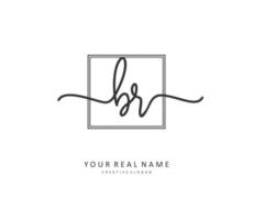 BR Initial letter handwriting and  signature logo. A concept handwriting initial logo with template element. vector