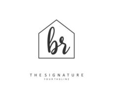 BR Initial letter handwriting and  signature logo. A concept handwriting initial logo with template element. vector