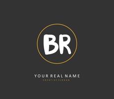 BR Initial letter handwriting and  signature logo. A concept handwriting initial logo with template element. vector