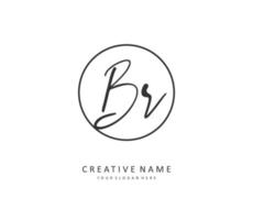 BR Initial letter handwriting and  signature logo. A concept handwriting initial logo with template element. vector