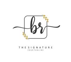 BR Initial letter handwriting and  signature logo. A concept handwriting initial logo with template element. vector