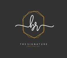 BR Initial letter handwriting and  signature logo. A concept handwriting initial logo with template element. vector