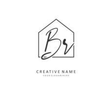 BR Initial letter handwriting and  signature logo. A concept handwriting initial logo with template element. vector