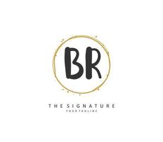 BR Initial letter handwriting and  signature logo. A concept handwriting initial logo with template element. vector