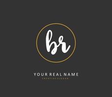 BR Initial letter handwriting and  signature logo. A concept handwriting initial logo with template element. vector