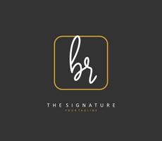BR Initial letter handwriting and  signature logo. A concept handwriting initial logo with template element. vector
