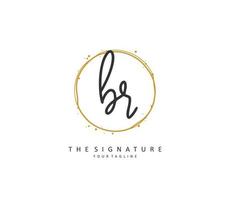 BR Initial letter handwriting and  signature logo. A concept handwriting initial logo with template element. vector