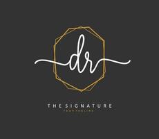 DR Initial letter handwriting and  signature logo. A concept handwriting initial logo with template element. vector