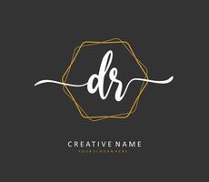 DR Initial letter handwriting and  signature logo. A concept handwriting initial logo with template element. vector