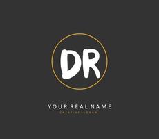 DR Initial letter handwriting and  signature logo. A concept handwriting initial logo with template element. vector