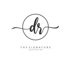 DR Initial letter handwriting and  signature logo. A concept handwriting initial logo with template element. vector