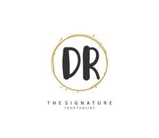 DR Initial letter handwriting and  signature logo. A concept handwriting initial logo with template element. vector