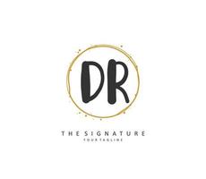 DR Initial letter handwriting and  signature logo. A concept handwriting initial logo with template element. vector