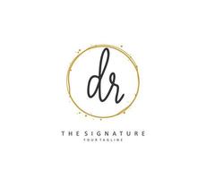 DR Initial letter handwriting and  signature logo. A concept handwriting initial logo with template element. vector