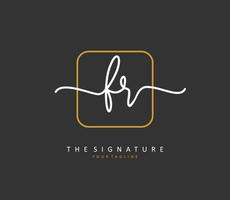 FR Initial letter handwriting and  signature logo. A concept handwriting initial logo with template element. vector