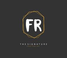 FR Initial letter handwriting and  signature logo. A concept handwriting initial logo with template element. vector