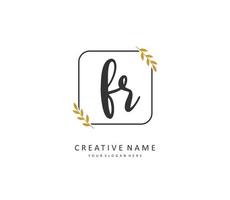 FR Initial letter handwriting and  signature logo. A concept handwriting initial logo with template element. vector