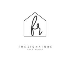 FR Initial letter handwriting and  signature logo. A concept handwriting initial logo with template element. vector
