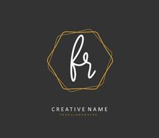 FR Initial letter handwriting and  signature logo. A concept handwriting initial logo with template element. vector