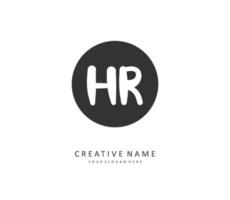 HR Initial letter handwriting and  signature logo. A concept handwriting initial logo with template element. vector