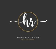 HR Initial letter handwriting and  signature logo. A concept handwriting initial logo with template element. vector