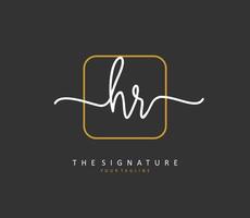 HR Initial letter handwriting and  signature logo. A concept handwriting initial logo with template element. vector