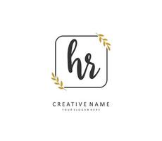 HR Initial letter handwriting and  signature logo. A concept handwriting initial logo with template element. vector